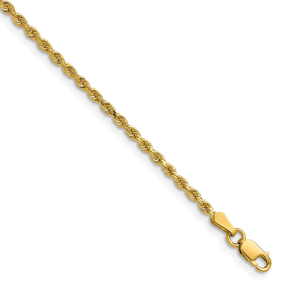 14K Gelbgold 2mm Diamantiert Kordel mit Karabinerverschluss Halskette