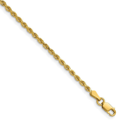 14K Gelbgold 2mm Diamantiert Kordel mit Karabinerverschluss Halskette