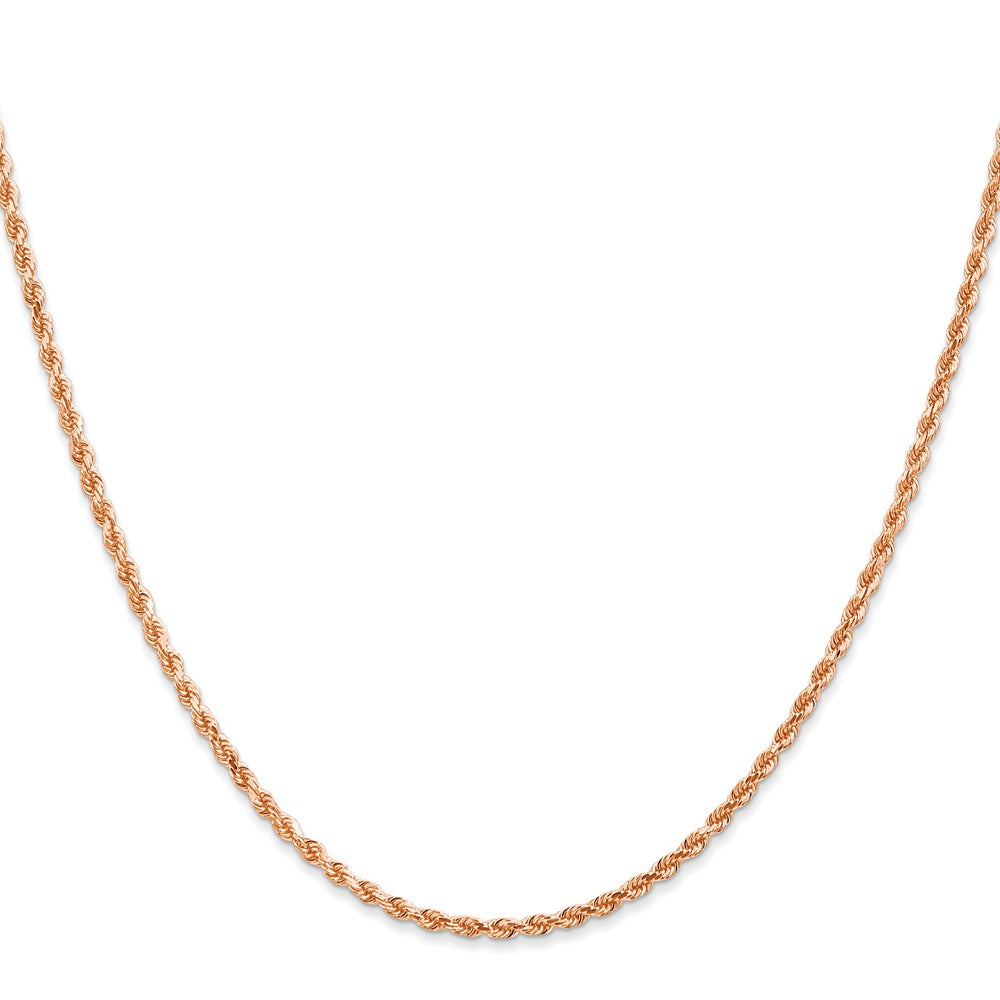 14K Roségold 2mm Diamantiert Kordel mit Karabinerverschluss Halskette