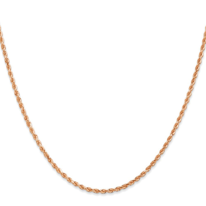 14K Roségold 2mm Diamantiert Kordel mit Karabinerverschluss Halskette