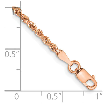 14K Roségold 2mm Diamantiert Kordel mit Karabinerverschluss Kette Fußkettchen