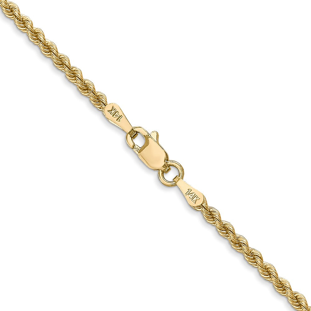 14K Gelbgold 2.25mm Normal Kordel mit Karabinerverschluss Halskette