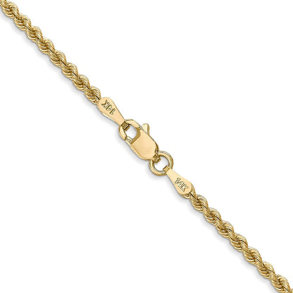 14K Gelbgold 2.25mm Normal Kordel mit Karabinerverschluss Halskette