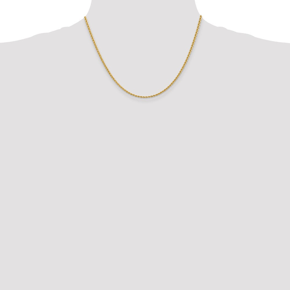 14K Gelbgold 2.25mm Normal Kordel mit Karabinerverschluss Halskette