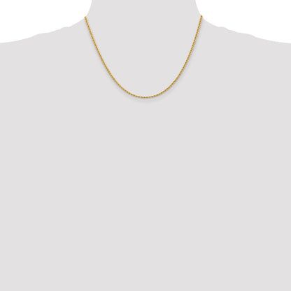 14K Gelbgold 2.25mm Normal Kordel mit Karabinerverschluss Halskette
