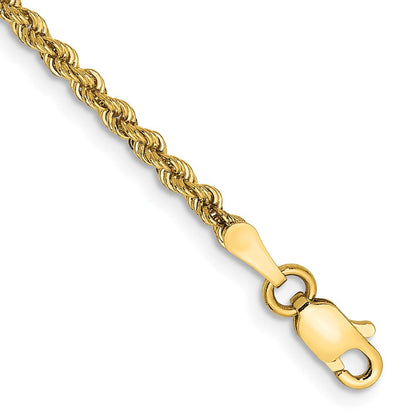 14K Gelbgold 2.25mm Normal Kordel mit Karabinerverschluss Kette Fußkettchen