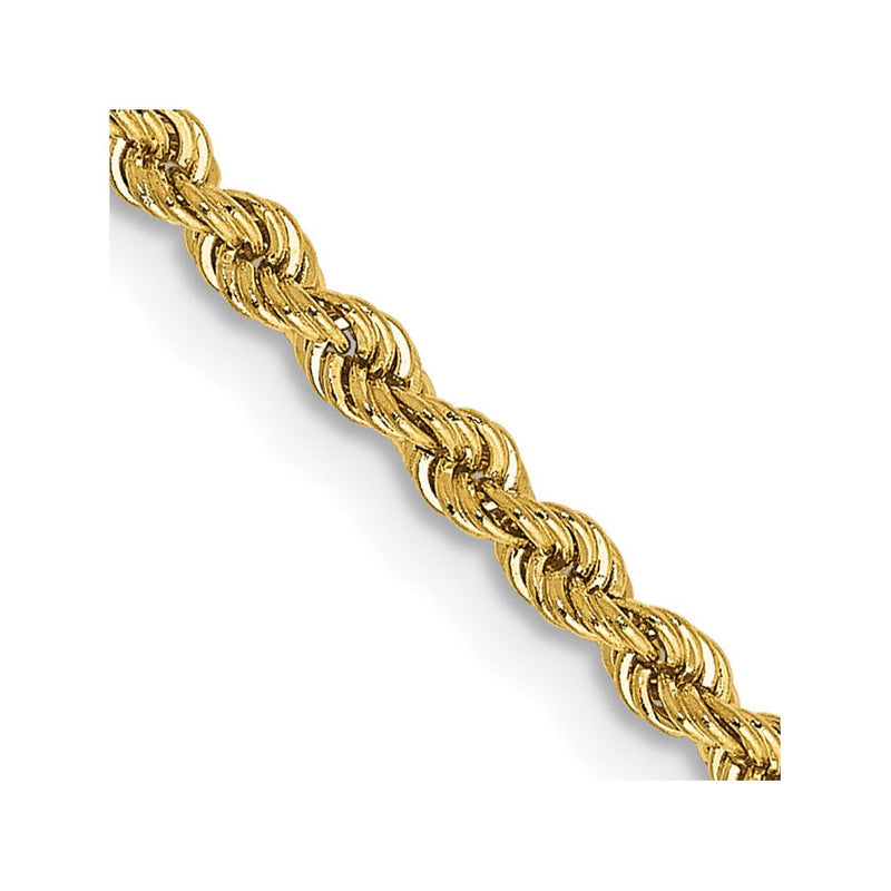 14K Gelbgold 2.25mm Normal Kordel mit Karabinerverschluss Halskette