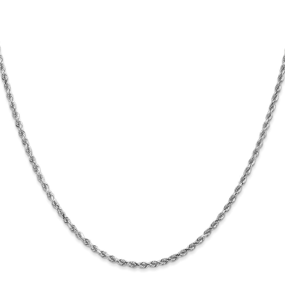 14K Weißgold 2mm Diamantiert Kordel mit Karabinerverschluss Halskette