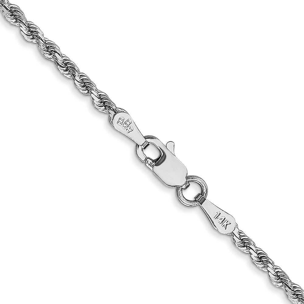 14K Weißgold 2mm Diamantiert Kordel mit Karabinerverschluss Kette Kinder Halskette