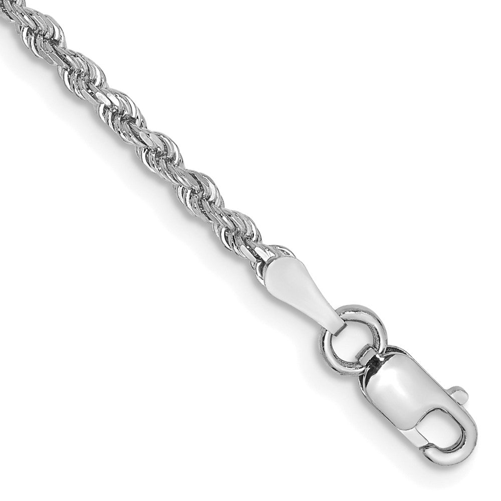 14K Weißgold 2mm Diamantiert Kordel mit Karabinerverschluss Gliederarmband