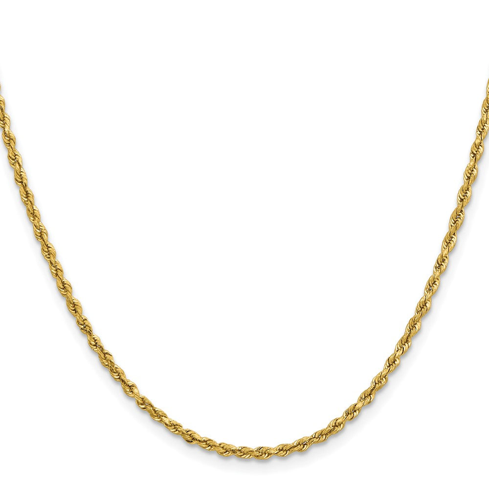14K Gelbgold 2.3mm Leicht Diamantiert Kordel mit Karabinerverschluss Halskette