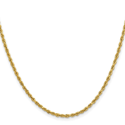14K Gelbgold 2.3mm Leicht Diamantiert Kordel mit Karabinerverschluss Halskette