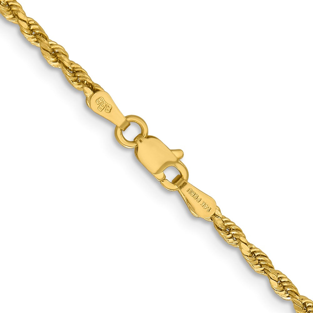 14K Gelbgold 2.3mm Leicht Diamantiert Kordel mit Karabinerverschluss Halskette