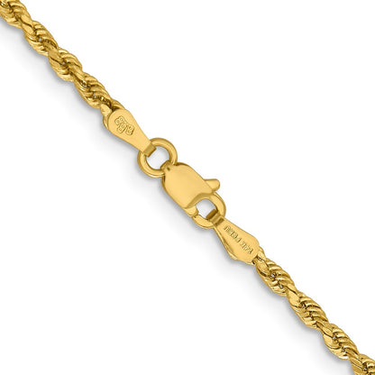 14K Gelbgold 2.3mm Leicht Diamantiert Kordel mit Karabinerverschluss Halskette
