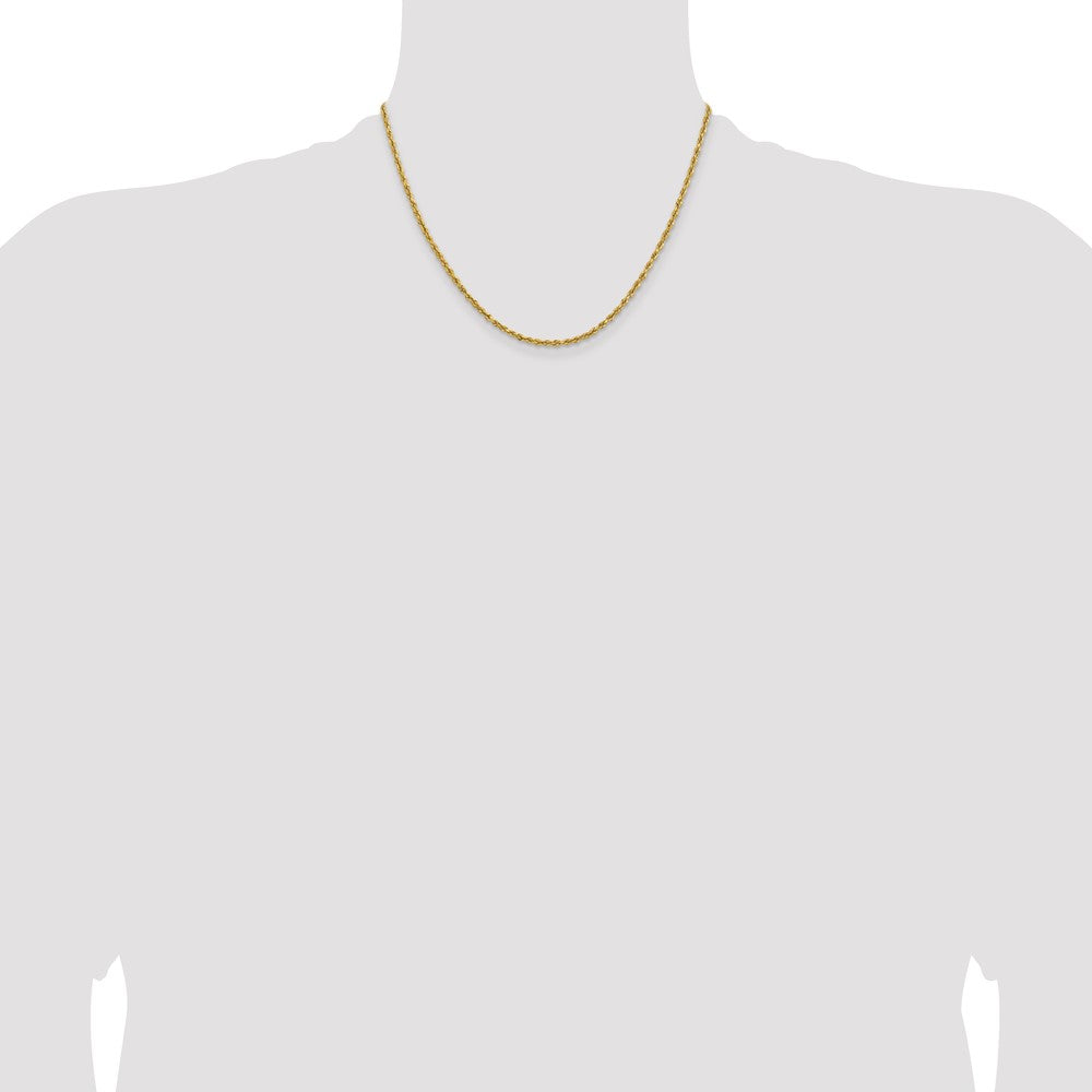 14K Gelbgold 2.3mm Leicht Diamantiert Kordel mit Karabinerverschluss Halskette