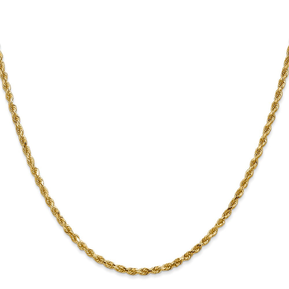 14K Gelbgold 2.25mm Diamantiert Kordel mit Karabinerverschluss Halskette