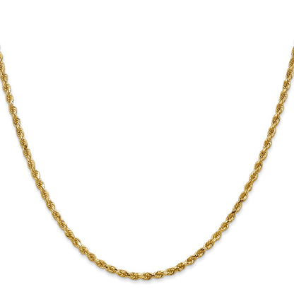 14K Gelbgold 2.25mm Diamantiert Kordel mit Karabinerverschluss Halskette