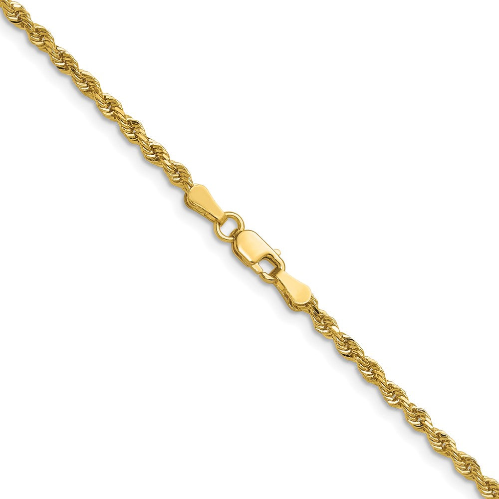 14K Gelbgold 2.25mm Diamantiert Kordel mit Karabinerverschluss Halskette