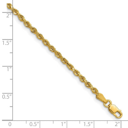 14K Gelbgold 2.25mm Diamantiert Kordel mit Karabinerverschluss Halskette