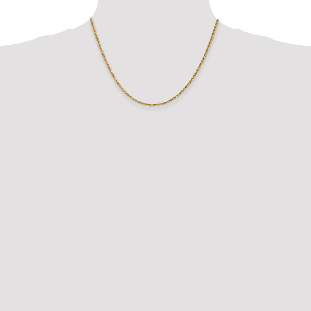 14K Gelbgold 2.25mm Diamantiert Kordel mit Karabinerverschluss Halskette