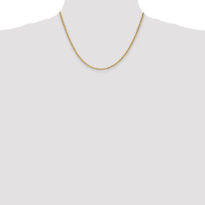 14K Gelbgold 2.25mm Diamantiert Kordel mit Karabinerverschluss Halskette