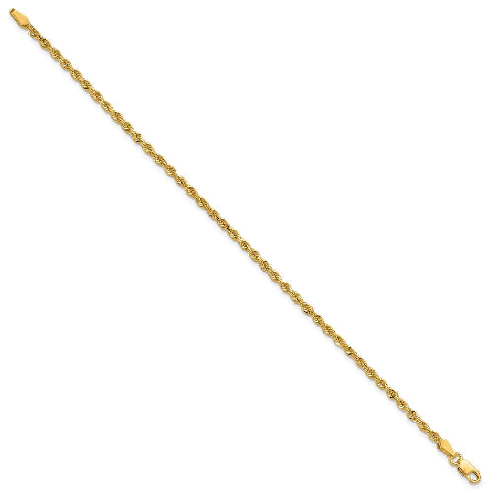 14K Gelbgold 2.25mm Diamantiert Kordel mit Karabinerverschluss Gliederarmband