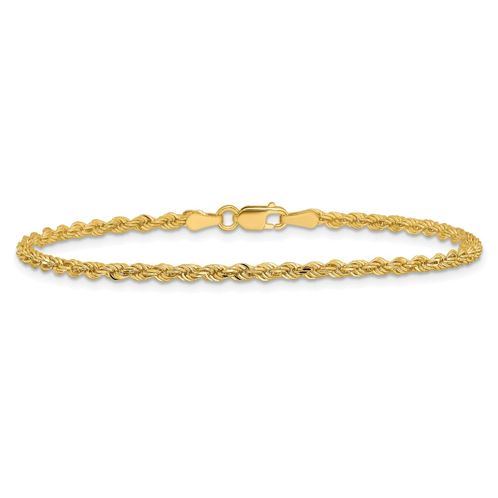 14K Gelbgold 2.25mm Diamantiert Kordel mit Karabinerverschluss Gliederarmband