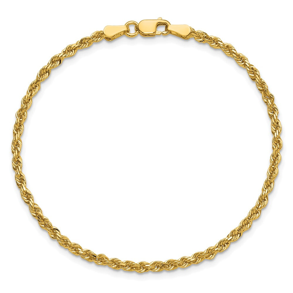 14K Gelbgold 2.25mm Diamantiert Kordel mit Karabinerverschluss Gliederarmband