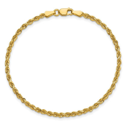 14K Gelbgold 2.25mm Diamantiert Kordel mit Karabinerverschluss Gliederarmband