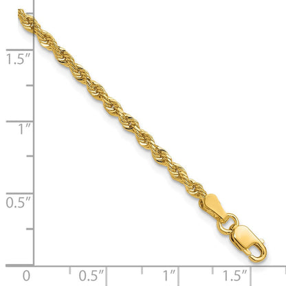 14K Gelbgold 2.25mm Diamantiert Kordel mit Karabinerverschluss Gliederarmband