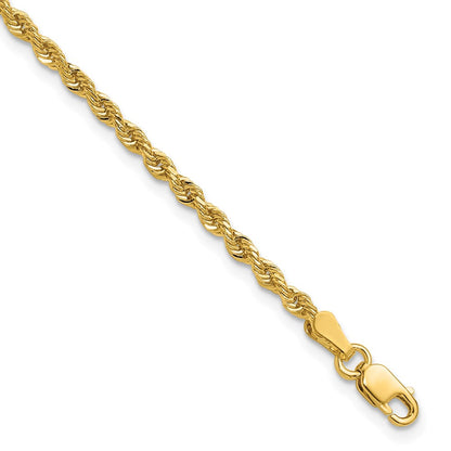 14K Gelbgold 2.25mm Diamantiert Kordel mit Karabinerverschluss Gliederarmband