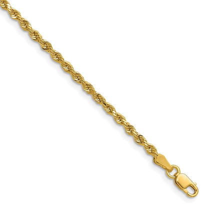 14K Gelbgold 2.25mm Diamantiert Kordel mit Karabinerverschluss Halskette