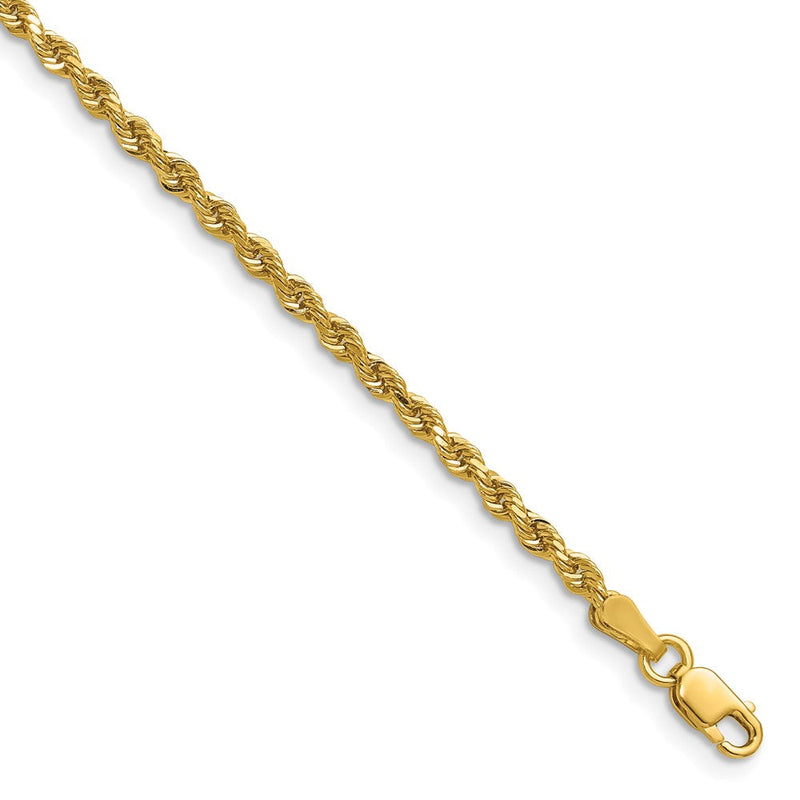 14K Gelbgold 2.25mm Diamantiert Kordel mit Karabinerverschluss Halskette