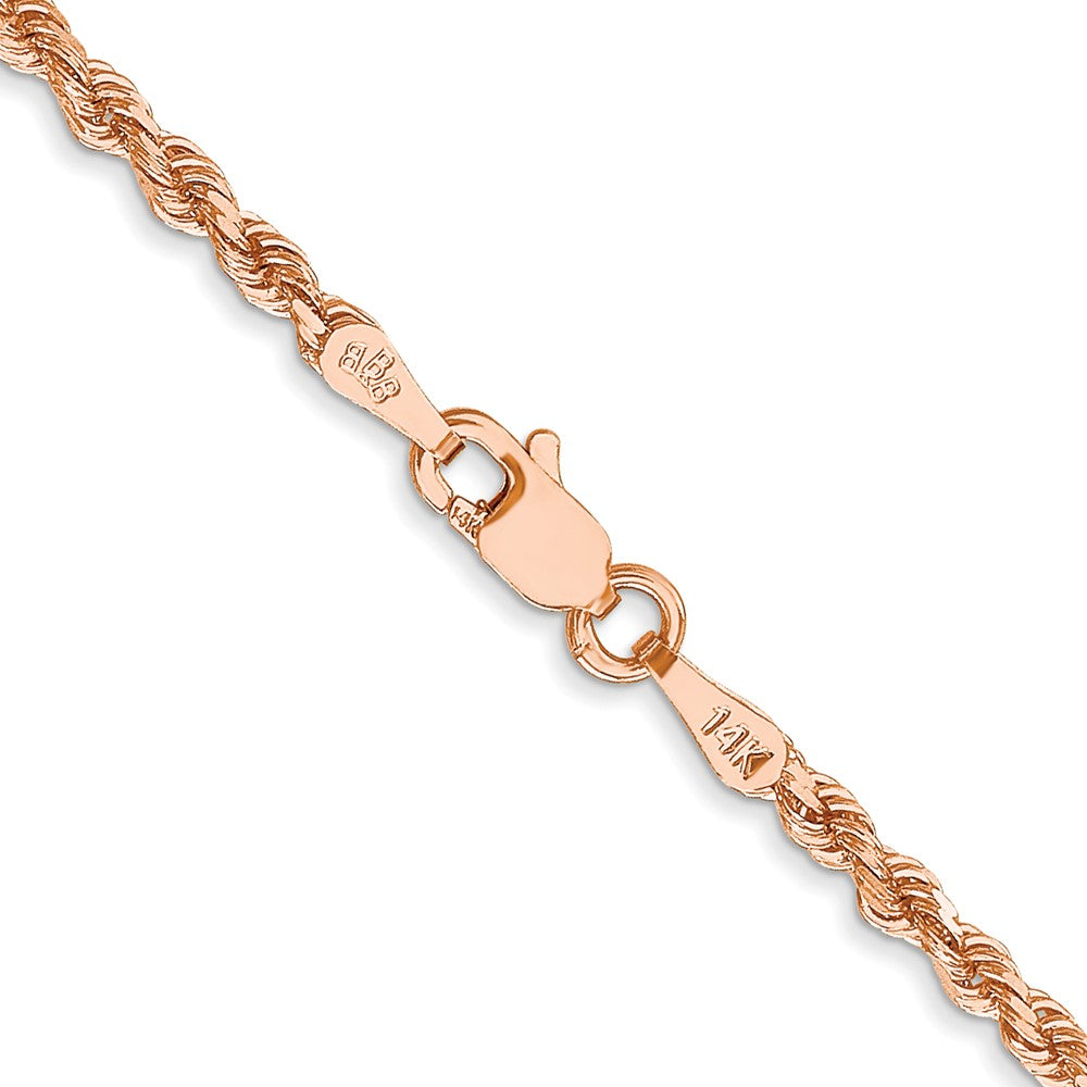 14K Roségold 2.25mm Diamantiert Kordel mit Karabinerverschluss Halskette