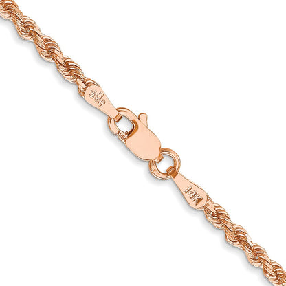14K Roségold 2.25mm Diamantiert Kordel mit Karabinerverschluss Halskette