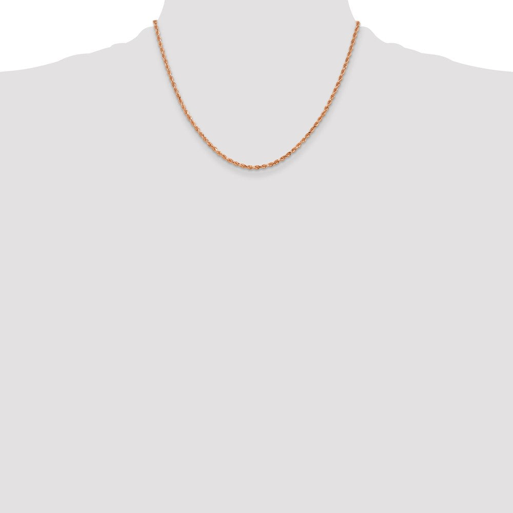 14K Roségold 2.25mm Diamantiert Kordel mit Karabinerverschluss Halskette