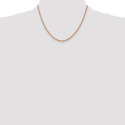 14K Roségold 2.25mm Diamantiert Kordel mit Karabinerverschluss Halskette