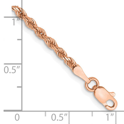 14K Roségold 2.25mm Diamantiert Kordel mit Karabinerverschluss Gliederarmband