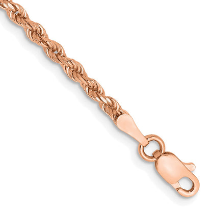14K Roségold 2.25mm Diamantiert Kordel mit Karabinerverschluss Gliederarmband
