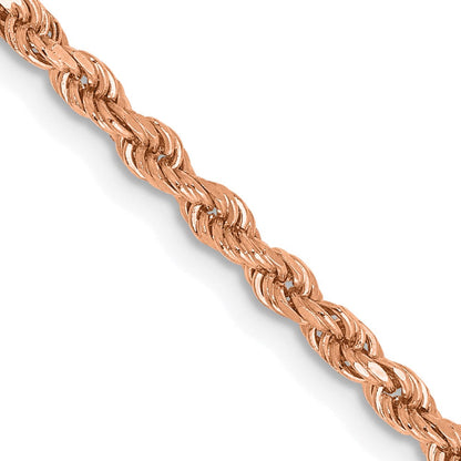 14K Roségold 2.25mm Diamantiert Kordel mit Karabinerverschluss Halskette