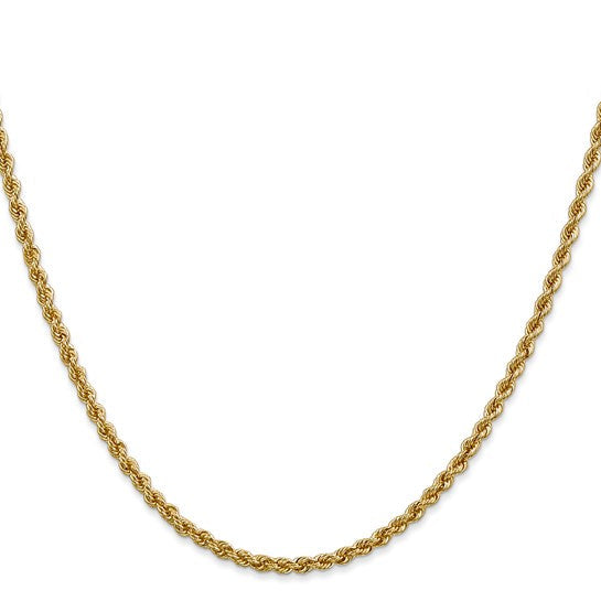 14K Gelbgold 2.5mm Normal Kordel mit Karabinerverschluss Halskette