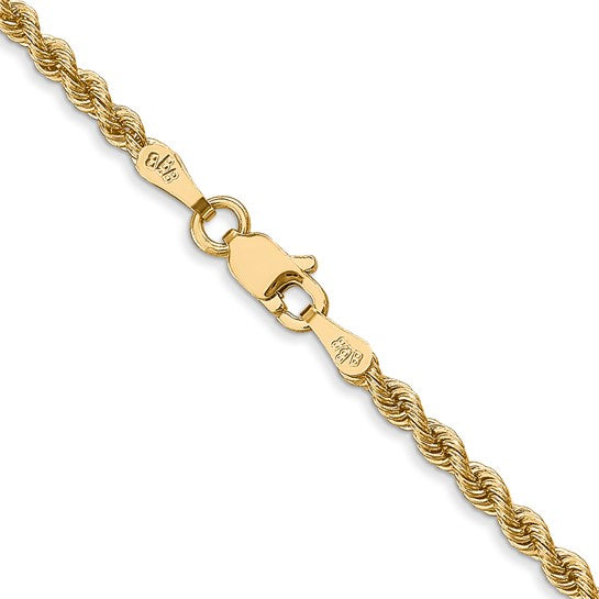 14K Gelbgold 2.5mm Normal Kordel mit Karabinerverschluss Halskette