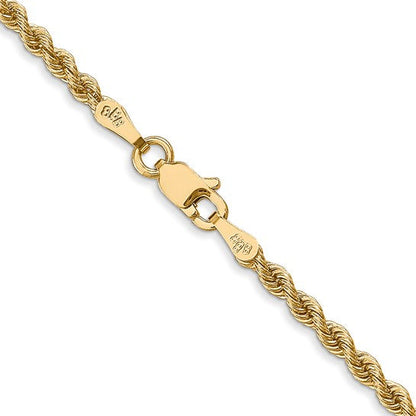14K Gelbgold 2.5mm Normal Kordel mit Karabinerverschluss Halskette