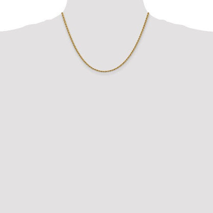 14K Gelbgold 2.5mm Normal Kordel mit Karabinerverschluss Halskette