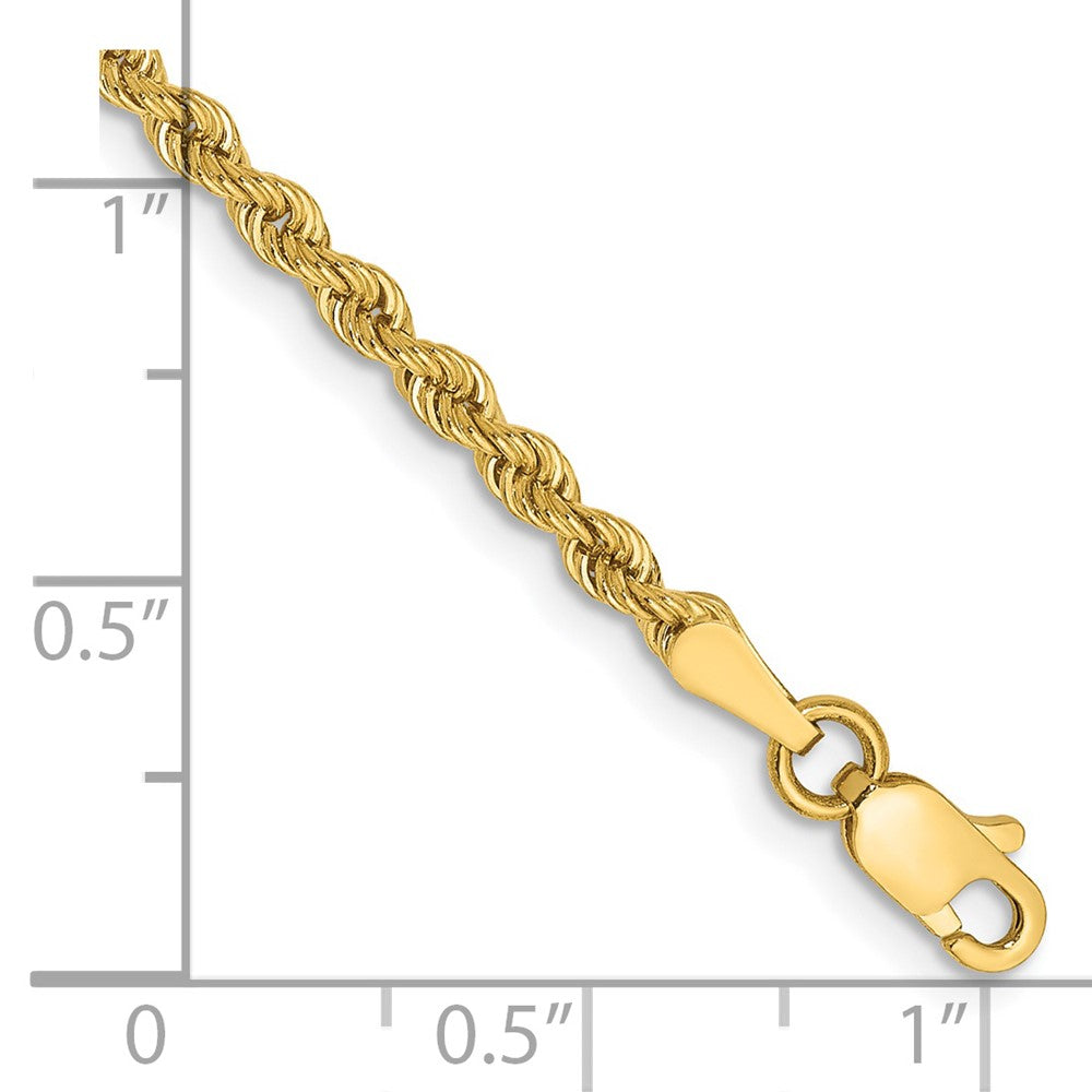 14K Gelbgold 2.5mm Normal Kordel mit Karabinerverschluss Gliederarmband