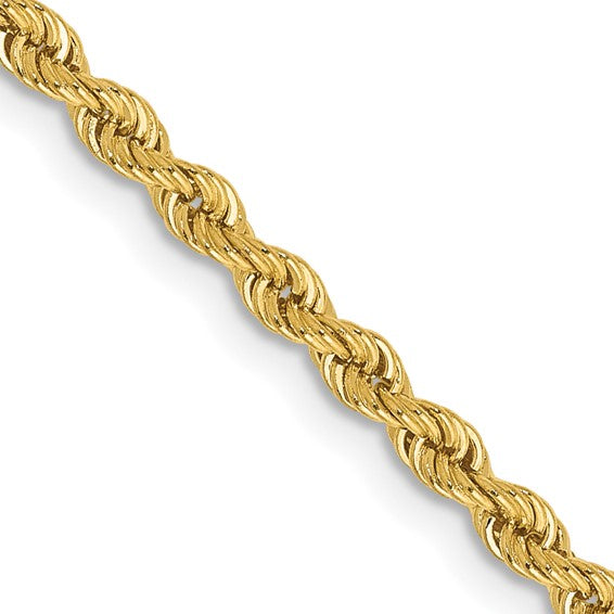 14K Gelbgold 2.5mm Normal Kordel mit Karabinerverschluss Halskette