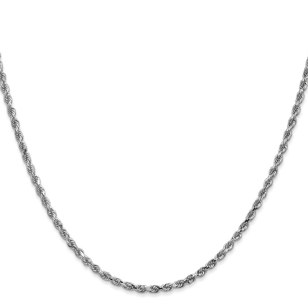 14K Weißgold 2.25mm Diamantiert Kordel mit Karabinerverschluss Halskette