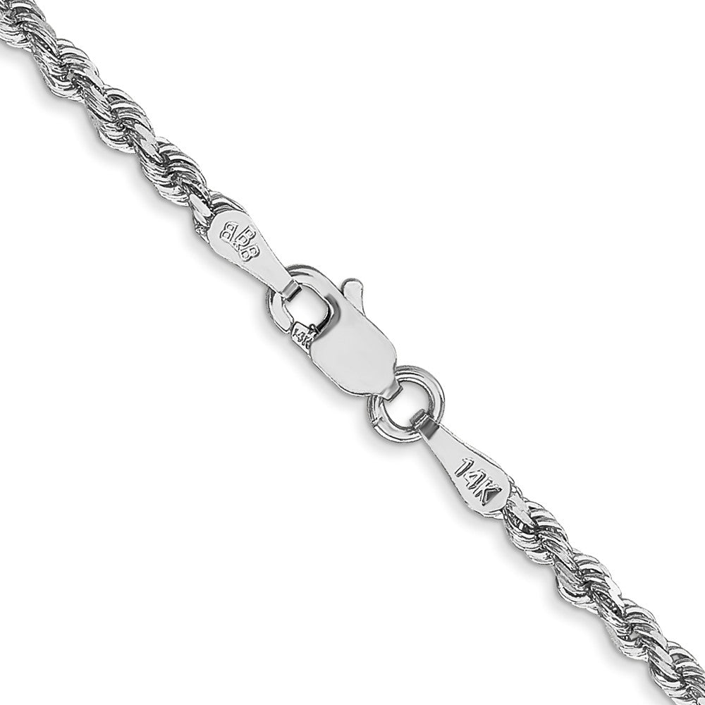 14K Weißgold 2.25mm Diamantiert Kordel mit Karabinerverschluss Halskette