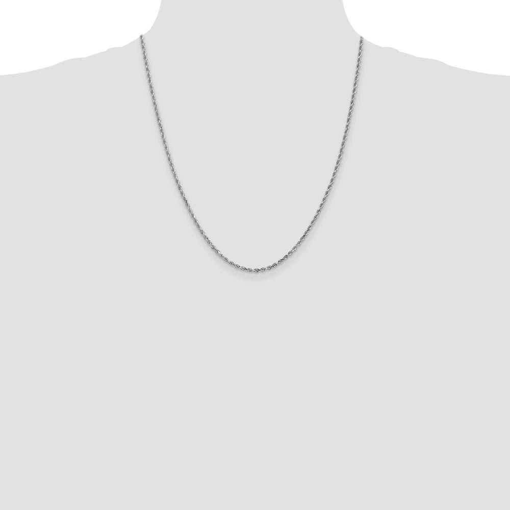 10K Weißgold 2.25mm Diamantiert Kordel Halskette