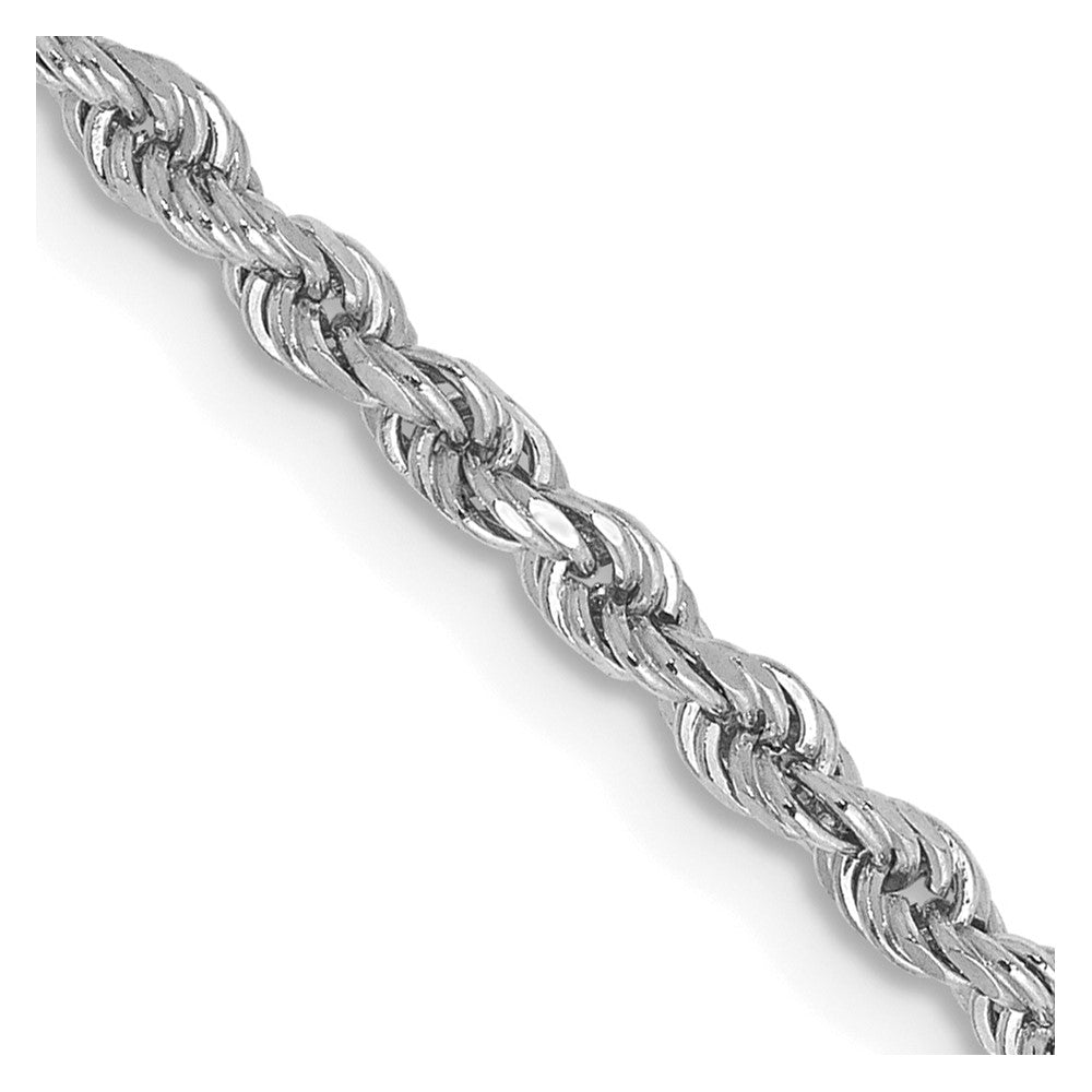 14K Weißgold 2.25mm Diamantiert Kordel mit Karabinerverschluss Halskette